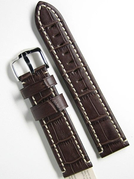 Hirsch Knight Brown Alligator Embossed Leather Watch Strap #109028-10