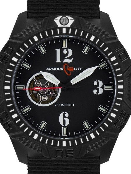 Armourlite Automatic Watch with Tritium Illumination, 47mm Polycarbonate Case and Military Strap #AL1203