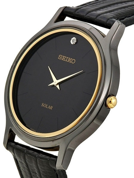 Seiko Solar Watch with 38mm Black Ion-Plated Stainless Steel Case #SUP875