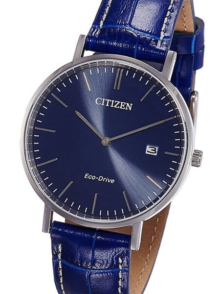 Citizen Eco-Drive Watch with Blue Leather Strap and 9-Month Power Reserve #AU1080-11L