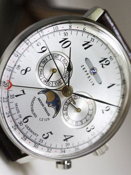Graf Zeppelin Hindenburg Swiss Quartz Moonphase Calendar Watch #7036-1