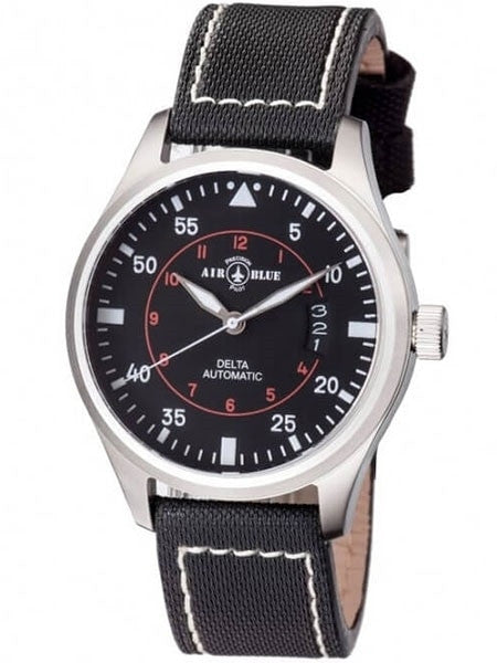 Air Blue Delta Automatic Pilot Watch with 44mm Case, Sapphire Crystal #DELTAAUTOSSBLK