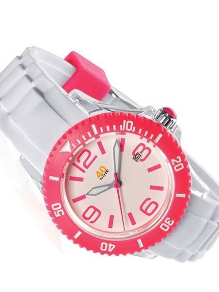 40Nine Clear Plastic 41.5mm Case with White Silicone Rubber Strap #40NINE03-WHITEPINK3