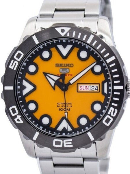 Seiko 5 Sports Orange Dial Diver with new 24-Jewel Automatic Movement #SRPA05