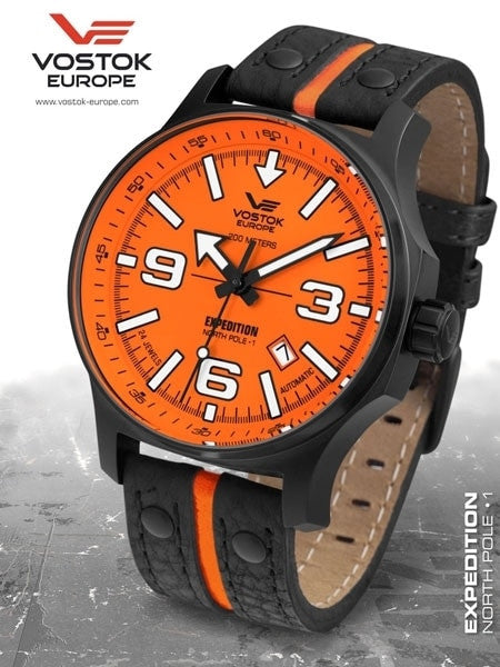 Vostok-Europe Expedition North Pole Automatic Watch with Brilliant Orange Dial #5954197