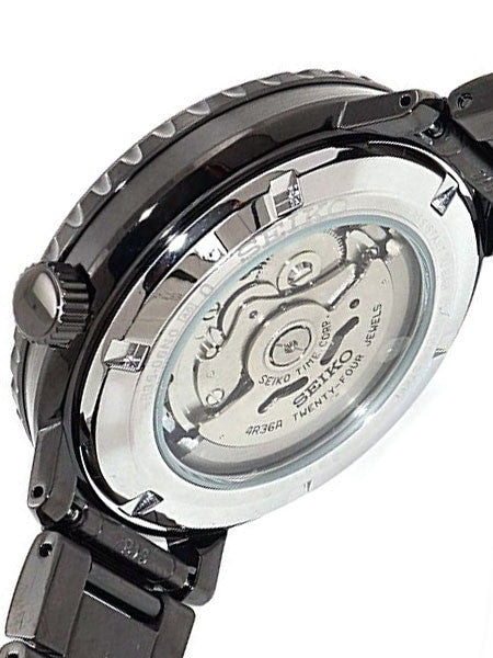 Seiko 5 Sports Automatic 24-Jewel Bottle-Cap Watch with Black PVD Case #SRPC65K1