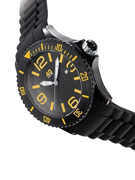 40Nine Black Plastic 46mm Case with Black Silicone Rubber Strap #40NINE02-BLACK-O