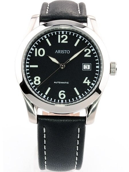Aristo 4H230 Black Dial Swiss Automatic Cushion Case Officer's Watch