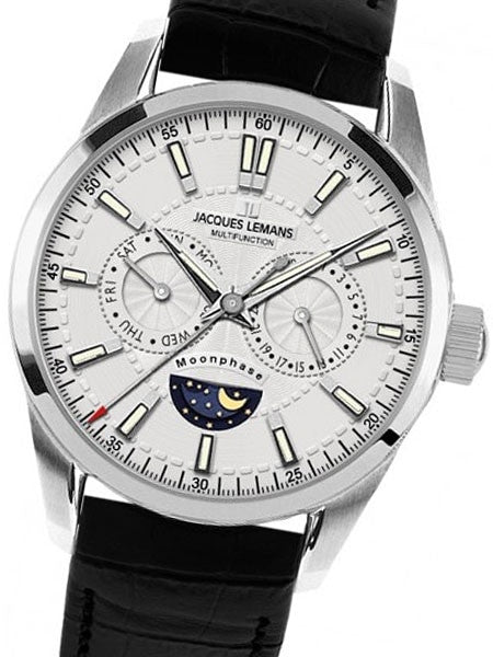 Jacques Lemans 44MM Liverpool Moonphase Dress Watch with Day and Date #1-1804A