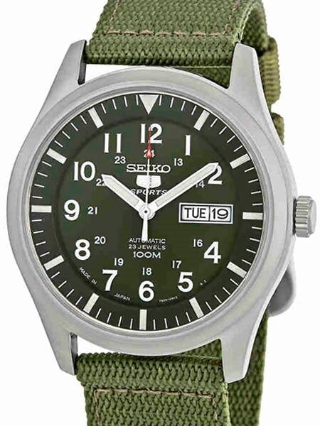SEIKO スポーツ 自動巻き カーキ ミリタリーSNZG09J1 極美品 Seiko Military Dark Green Dial Automatic Watch with 42mm Case