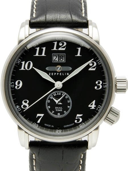 Graf Zeppelin German Made Dual Time, Big Date Watch with Two Crowns. #7644-2
