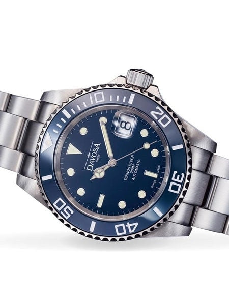 Davosa Ternos Swiss Automatic 200 Meter Dive Watch with Blue Dial #16155540