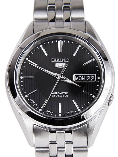 Seiko 5 Automatic Black Dial Watch with Stainless Steel Bracelet #SNKL23J1