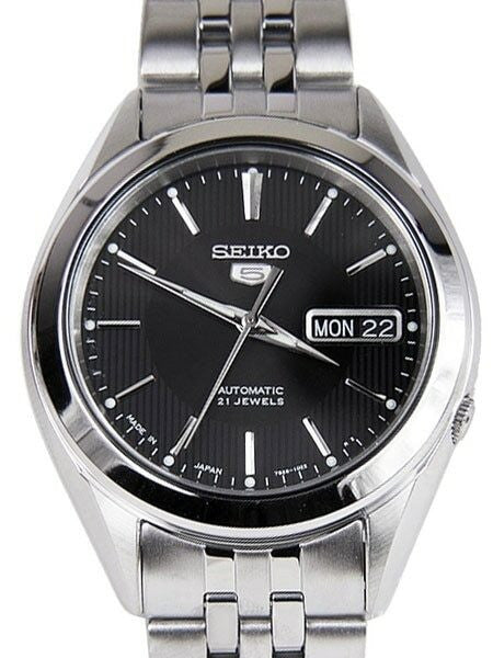 Scratch and Dent - Seiko 5 Automatic Black Dial Watch with Stainless Steel Bracelet #SNKL23J1