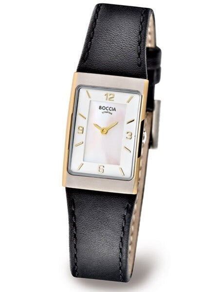 Boccia Ladies Quartz Watch with Two-Tone Titanium Case and Leather Band #3186-03