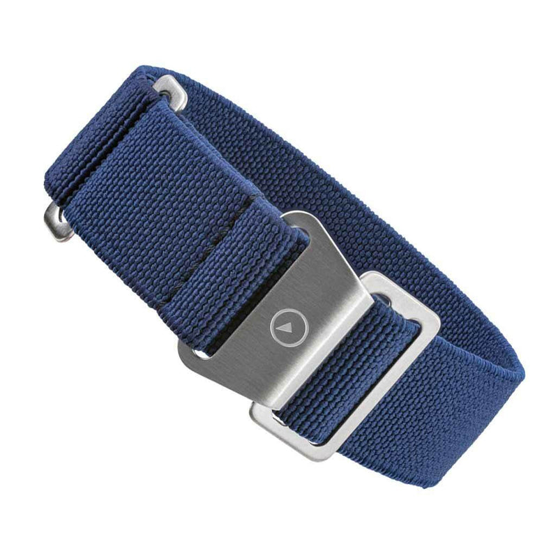 Blue Elastic Woven Nylon Strap with Brushed Finish Steel Clasp #EWB-02-SS