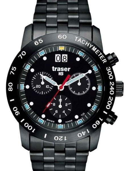 Traser Big Date, Chronograph Watch with Black PVD Case T4004.357.37.01