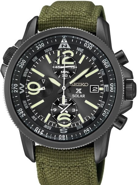Seiko Prospex Solar Powered Chronograph with 60-Minute Stopwatch and Alarm #SSC295
