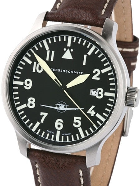 Messerschmitt Fliegeruhr Watch with Aviator Leather Strap #ME108-42B