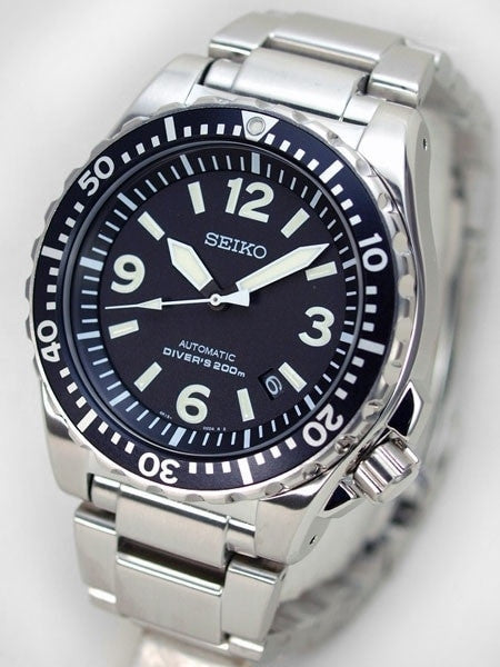 Seiko Automatic Black Dial 44mm Dive Watch with Robust Bracelet #SRP043K1