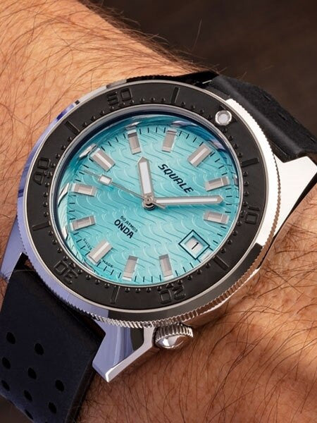 Squale 500 Meter Swiss Made Automatic Dive Watch with Turquoise Wave Dial  #1521-Onda-T