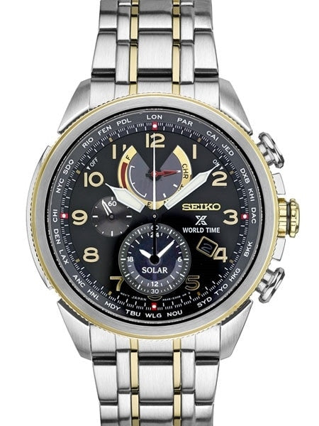 Seiko Prospex Solar Power World Time, Chronograph, Alarm Watch #SSC508