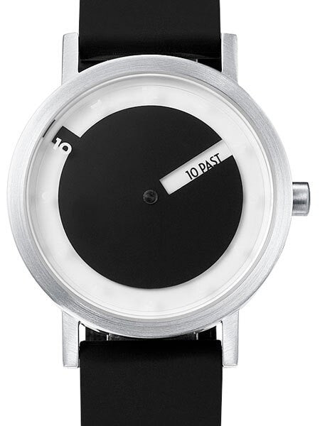 Projects 40mm Silver Till Quartz Watch with Black Silicone Strap #7215SL
