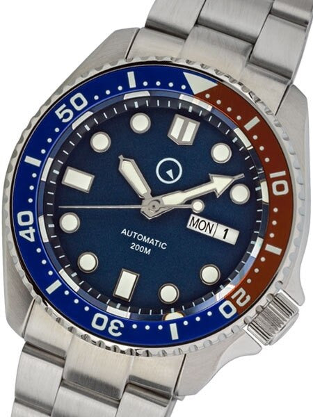 Islander Automatic Dive Watch with Solid-Link Bracelet, AR Sapphire Crystal, and Luminous Ceramic Bezel Insert #ISL-03