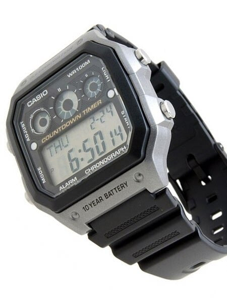 Casio Sport Watch with Stopwatch, World Time, Alarm, and 10-year Battery #AE-1300WH-8A