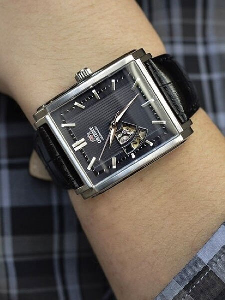 Orient Producer Automatic Dress Watch with Open-Heart, Pinstriped Dial #DBAD004B