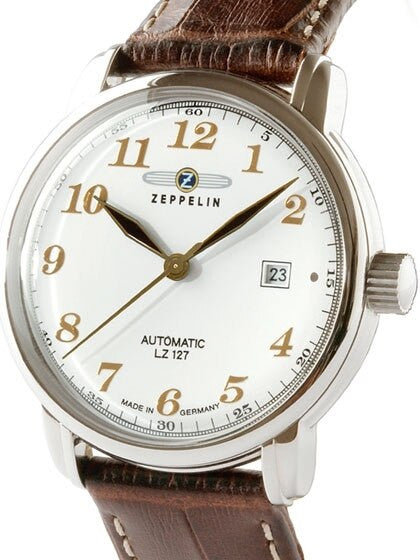 Graf Zeppelin Automatic, Date Watch with Gold Tone Applied Numbers #7656-1