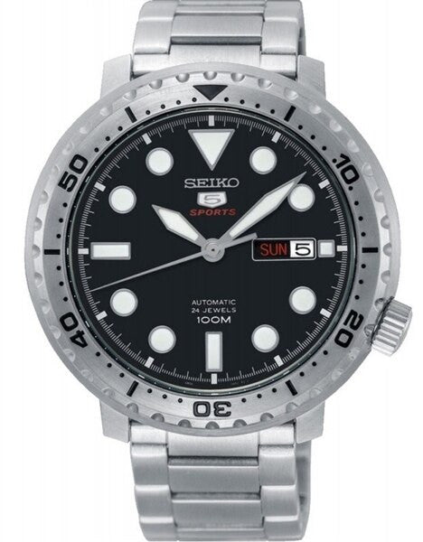 Seiko 5 Sports Automatic 24-Jewel Bottle-Cap Watch with Black Dial #SRPC61K1