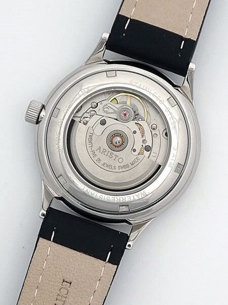 Aristo 4H354 Black Dial Swiss Automatic Open Date Window Watch