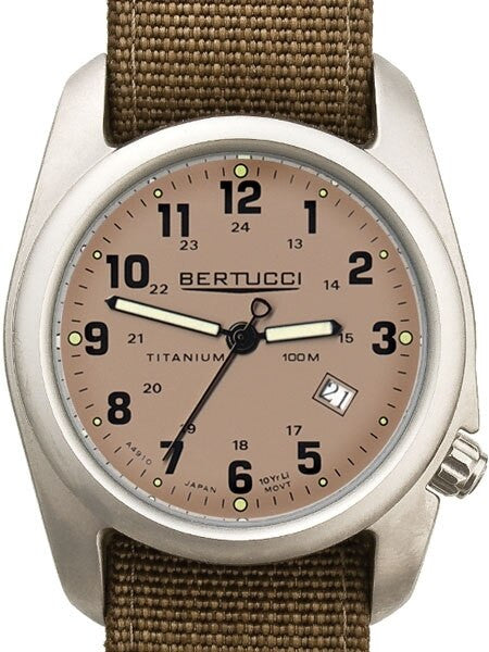 Bertucci A-2T Brown Dial Titanium Watch with Dark Kaki Nylon Strap #12701