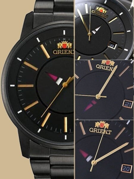 Orient Black IP 21-Jewel Automatic Disk Watch with Unique Disk Hour Hand #ER02004B