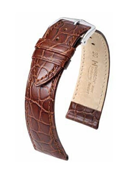 【美品】38 Traditional Weatherwear chryston Hirsch Aristocrat Brown Crocodile Embossed Leather Watch Strap