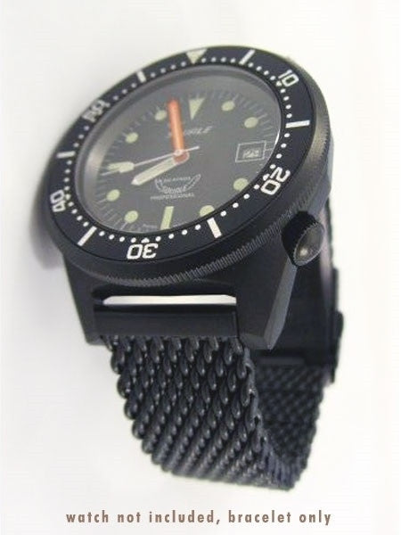 Squale 20mm Deluxe Black PVD Mesh Bracelet #1521-Mesh-PVD