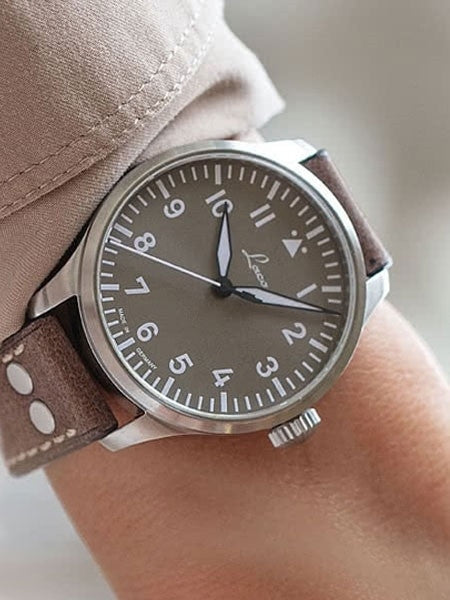 Laco 39mm Augsburg Taupe Automatic Pilot Watch with Sapphire Crystal #862125