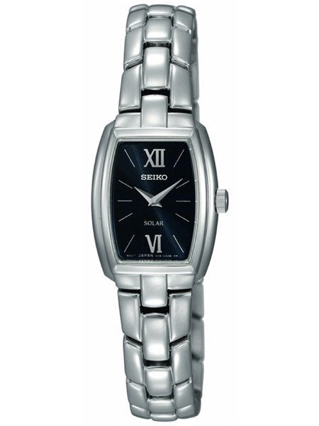 Seiko Women's Solar Powered Dress Watch with Black Dial, Silver Hands and Markers #SUP069