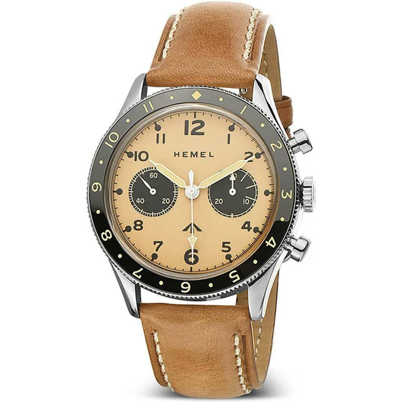 HEMEL Mechanical Chronograph Watch with Dual-Time Bezel and DD Sapphire Crystal #HF15IV