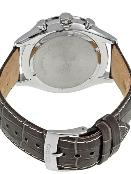 Seiko Quartz Chronograph with 24-Hr Sub-Dial and Blue Hands #SPC155