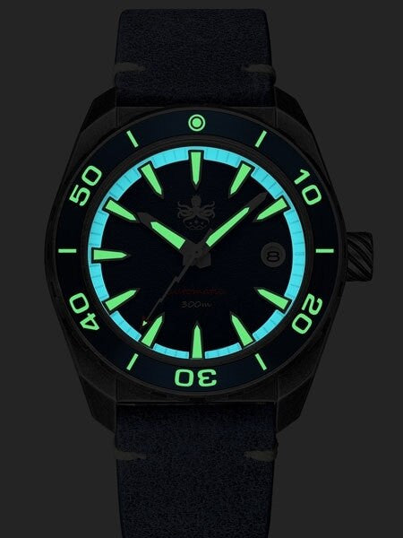 PHOIBOS Black Proteus 300-Meter Automatic Dive Watch with AR Double Dome Sapphire Crystal #PY028C