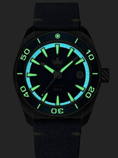 Scratch and Dent - PHOIBOS Black Proteus 300-Meter Automatic Dive Watch with AR Double Dome Sapphire Crystal #PY028C
