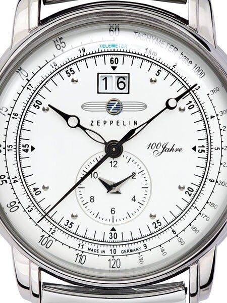 Graf Zeppelin German Made, Big Date, Dual Time Watch with Mesh Bracelet. #7640M-4