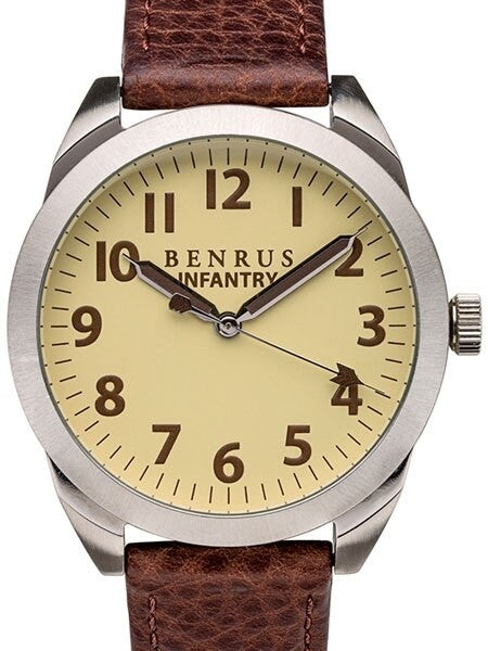 BENRUS 41mm Stainless Steel, Military-Inspired Quartz Infantry Watch #BR021D