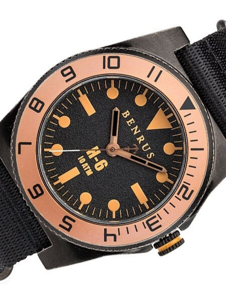 BENRUS 44mm Gun-Metal Stainless Steel, Military-Inspired Quartz H6 Watch #BR012E
