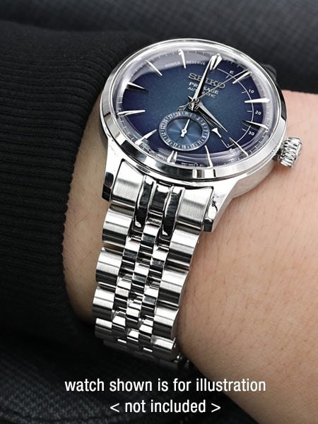Strapcode 20mm ANGUS-J "Louis" 316L Stainless Steel Watch Bracelet for Seiko Cocktail Time, V-Clasp #SS201820B071