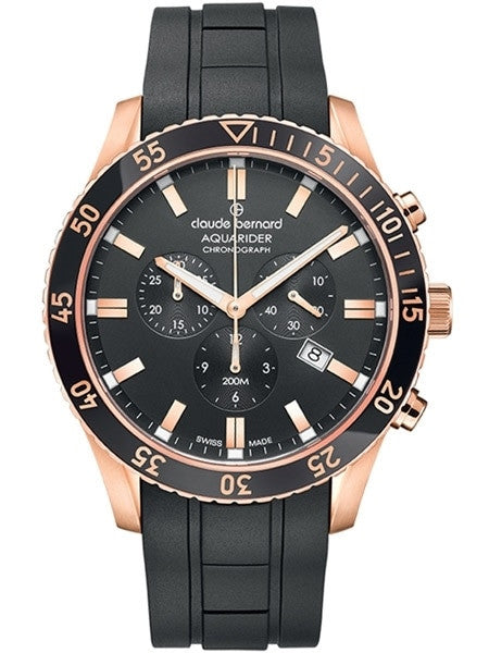 Claude Bernard Aquarider Black Dial Chronograph Dive Watch #10223-37RNCA-NIR