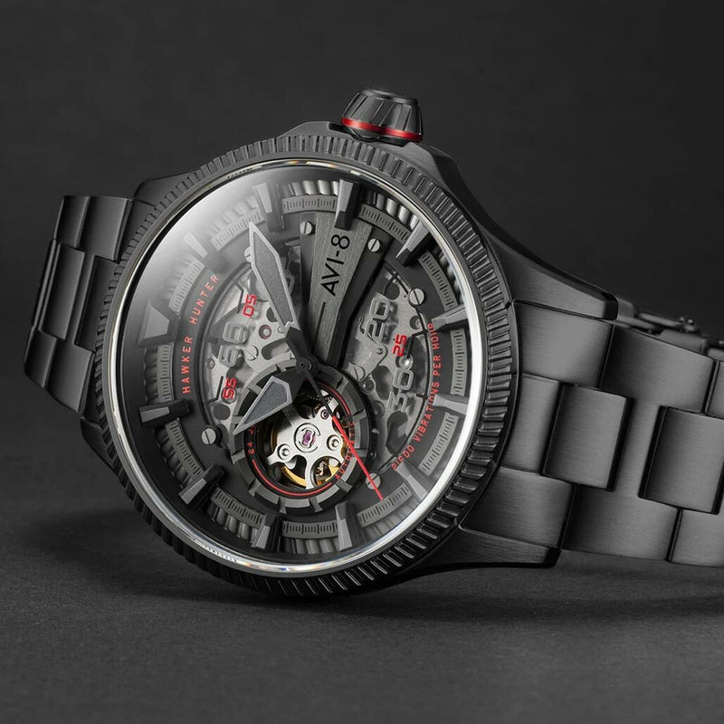 AVI-8 Hawkeye Hunter Black Arrows, Automatic Pilot Watch, AR Sapphire Crystal #AV-4078-33