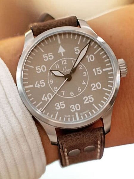 Laco 39mm Aachen Taupe Automatic Pilot Watch with Sapphire Crystal #862126